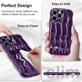 thumbnail image 3 of Compatible with iPhone 14 Pro Max 6.7" Case, Cute Glossy Water Ripple Pattern Phone Case, Curly Wave Frame Design for Women Girls, Soft TPU Slim Fit Shockproof Full-Body Protection Cover, Purple, 3 of 12