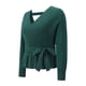 thumbnail image 5 of Txlixc Prendas de Punto de Estilo Suelto para Mujer, Jersey de Dobladillo con Volantes de Manga Larga con Cuello en V Profundo de Color Sólido Txlixc Moda, 5 of 7