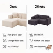 Gewnee 96 Modular Sleeper Sofa Bed, Boneless Sectional Couch with Deep Seat, Boneless Couches for Living Room, Beige(Corduroy)