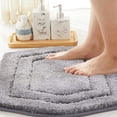 thumbnail image 2 of Extra Thick Bath Linen Rug Set Soft Plush Anti-Slip Bath Mat Water Absorbent Shaggy Polyester for Bathroom Living Room Bedroom Gray 24x36 Inches, 2 of 7