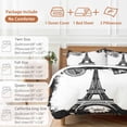 thumbnail image 6 of Queen 4 Piece Bedding Set Vintage Black White Building Eiffel Tower Soft Breathable Duvet Cover and Pillowcase, Retro Stamps Duvet Cover Set Bed Sheets for Bedroom Dormitory Guest Room, 6 of 9