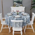 thumbnail image 2 of Blue Pioneer Flower and Paisley Pattern (3) Round Tablecloth 60"x60",Wrinkle Wipeable Table Cloth for Kitchen Dining Room Picnic Patio Party, 2 of 6