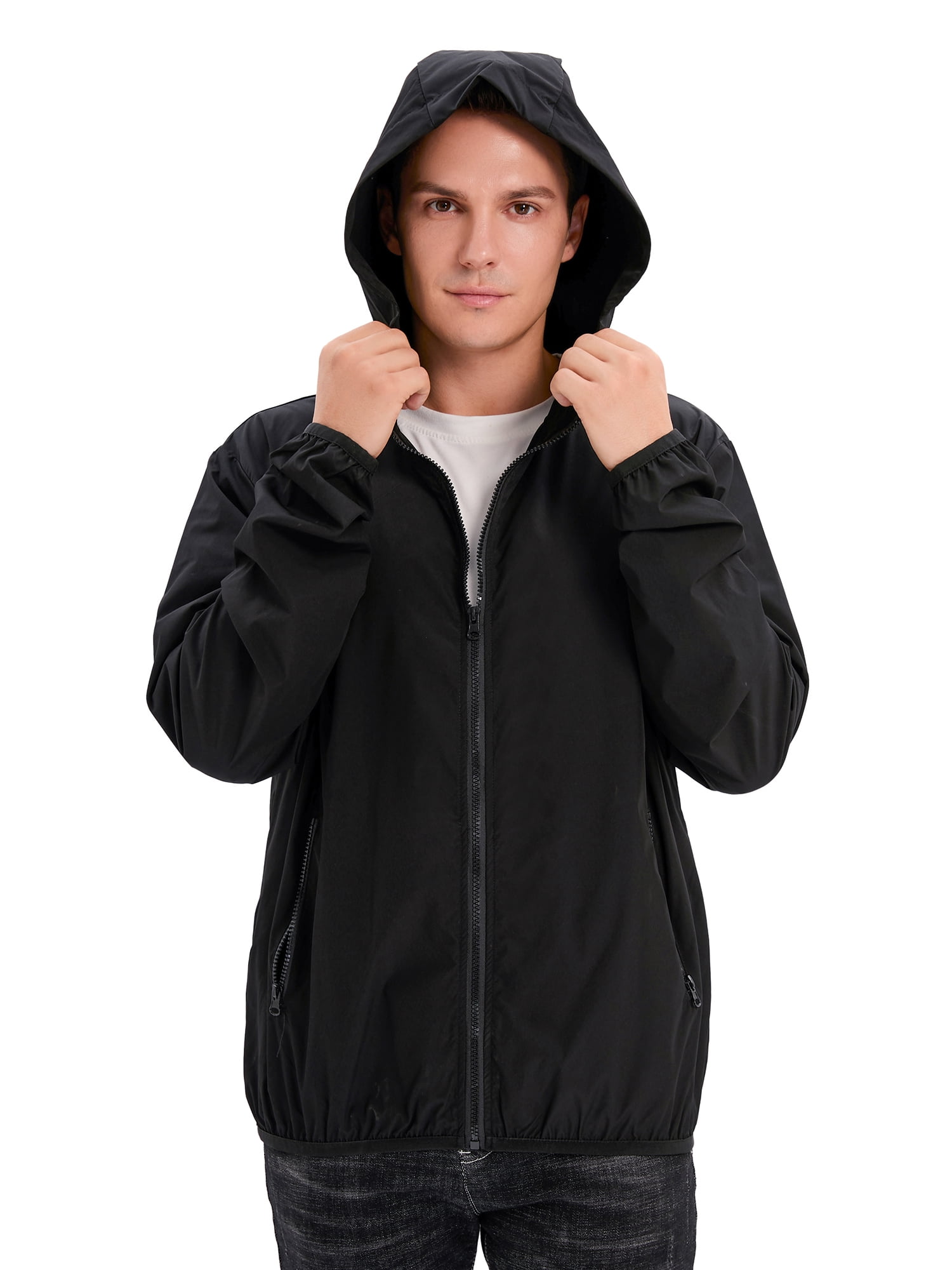 ALING Men's Fashion Hoodies Jackets Windbreakers Full Zipper Athletic Jackets Lightweight