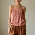 thumbnail image 4 of Aezemi Women Cotton Linen Camisole, Lightweight Button Loose Fit Spaghetti Strap Tank Tops, Vintage Vacation Boho Beach Summer Outfits, M-3XL, 4 of 6