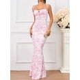 thumbnail image 5 of Women'S Summer Floral Bodycon Maxi Dress Spaghetti Strap Sleeveless Bohemian Maxi Dress Pink S, 5 of 8