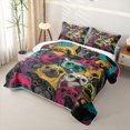 thumbnail image 3 of Homewish French Bulldog Dog Bed Spread Queen,Pet Themed Queen Coverlet Set,Pink Yellow Blue,3-Piece, 3 of 7