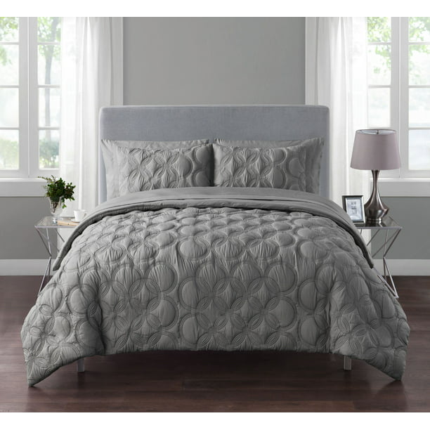 VCNY Home Atoll Embossed Circle Duvet Cover Set, Twin/Twin XL, Grey ...