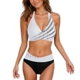 thumbnail image 2 of Women's Bikini Set Printed Two Piece Sexy Swimsuit with Removable Bra Pads No Underwire Tie Side for Beach Vacation,White,XL, 2 of 5