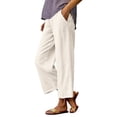 thumbnail image 2 of Womens Baggy Pants, Comdrip Women's Soft Stretch Elastic Waist Pull-on Long Trousers Lounge Trousers with Pockets Casual Pants for Women Beige L, 2 of 9