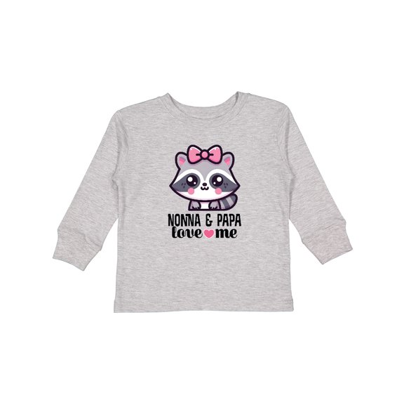 Inktastic Nonna and Papa Grandkids Raccoon Girls Long Sleeve Toddler T-Shirt