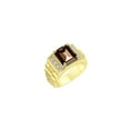 thumbnail image 4 of RYLOS Men's Rings Yellow Gold Plated Silver Designer Style 10X8MM Emerald Cut Shape Gemstone &  Diamonds Smoky Quartz June Birthstone Rings For Men Size 12, 4 of 5