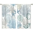 thumbnail image 6 of Ocean Beach Kitchen Curtains Nautical Coastal Starfish Seashell Small Window Treatment Underwater Cafe Short Window Curtains for Bathroom Dining Room Blue Sea Treatment Drapes 26x36 inch, 6 of 6