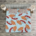 thumbnail image 3 of Ambesonne Rowan Quilted Bedspread Set 3 Pcs, Dried Leaf Bunch of Berry, Queen Size, Pale Blue Red Orange, 3 of 3