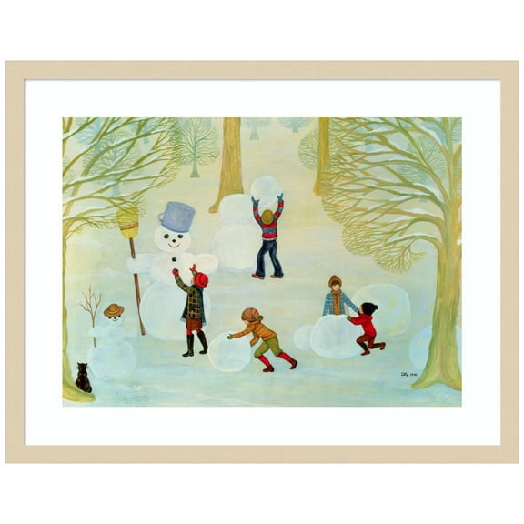 Amanti Art Snowmen Wood Framed Wall Art Print