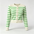 thumbnail image 5 of NSLGXD Women Striped Crew Neck Cropped Cardigan Sweater Button‑Down Long Sleeve Knit Tops Relaxed Fit Soft Lightweight Casual Trendy Fall Winter Sweaters S-2XL, 5 of 5