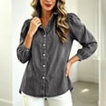 thumbnail image 3 of TGSLY Women's Ruffle Trim High Collar Denim Jacket Lightweight Button Down Puff Long Sleeve Tops Dressy Casual Solid Color Trucker Coat XXL, 3 of 10