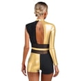 thumbnail image 2 of Haitryli Latin Dance Leotard for Women One Piece Sequin Metallic Rompers Gymnastics Bodysuit Yellow XXL, 2 of 5