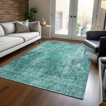 Addison Rugs Chantille Indoor/Outdoor Transitional Abstract Teal Washable Rectangle Rug, 5' x 7'6"