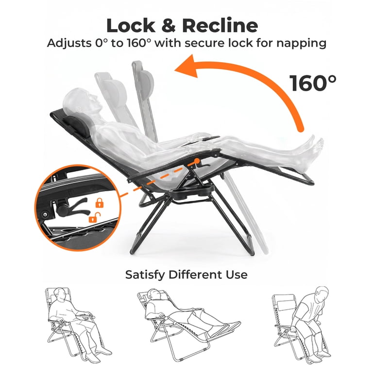 Alvantor Zero Gravity Lounge Chairs, Folding Recliners, 2 Pack photo 5