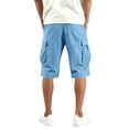 thumbnail image 5 of Athletic Cargo Shorts Mens Cotton Twill Drawstring Casual Classic Chino Stretch Short with Pockets Sky Blue 4XL, 5 of 9