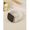 thumbnail image 2 of Wearlizer Elastic Band Compatible with Fitbit Versa 3 / Sense Bands, Slim Cute Solo Loop Braided Strap Stretchy Woven Wristband for Versa 3 / Sense Watch (White, L), 2 of 6