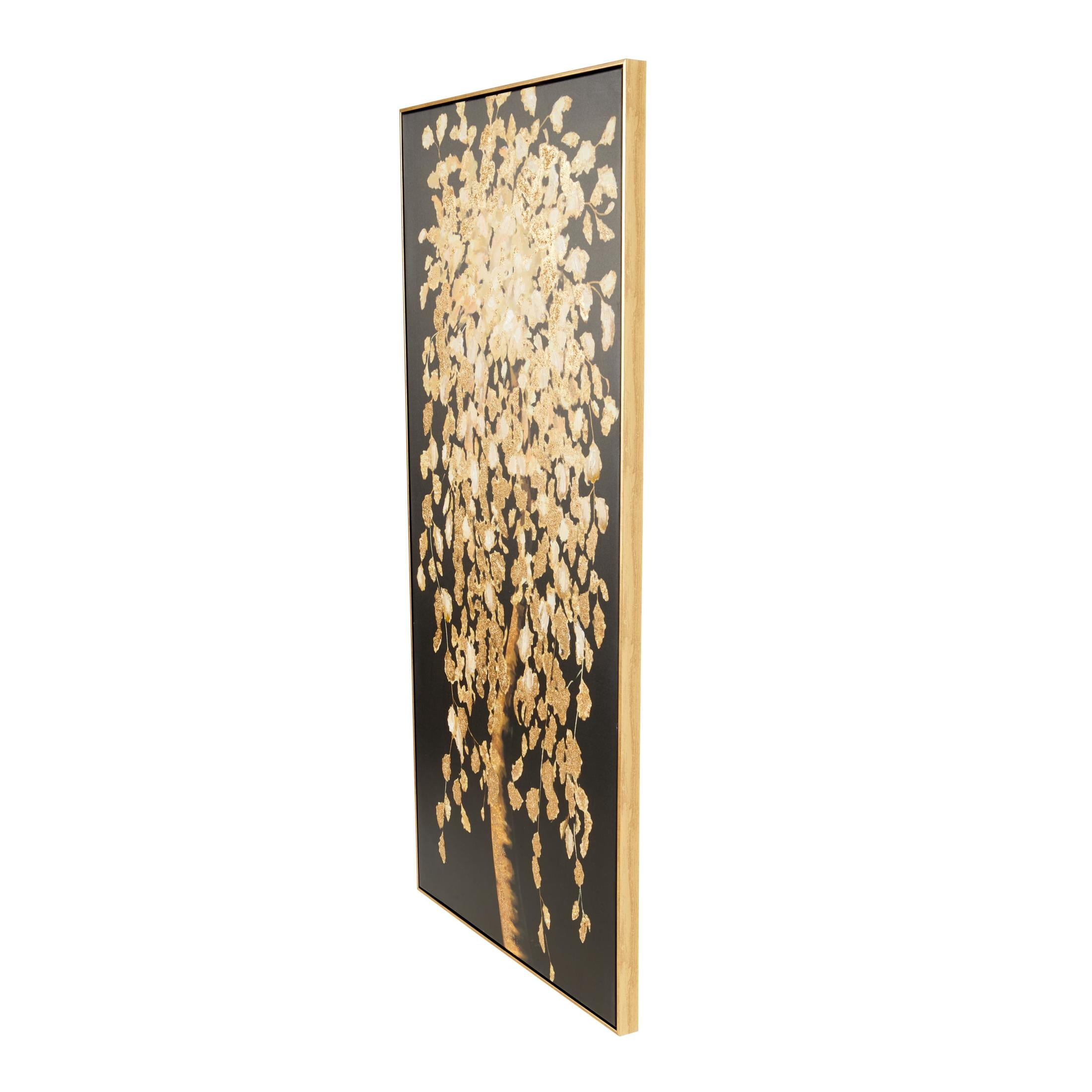 30" x 59" Tree Framed Wall Art with Gold Foil Accents, by DecMode
