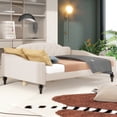 thumbnail image 3 of Tcbosik Full Size Upholstered Daybed, Linen Fabric Sofa Bed, Bed Frame for Small Space, Living Room, Guest Room, Wood Slats Support, Beige, 3 of 10
