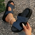 thumbnail image 2 of LOVZFMLL Women's Sandals Cut Out Slip On Open Toe Clogs Sandals Casual Summer Beach Vacation Comfort Walking Shoes Blue 5.5, 2 of 6