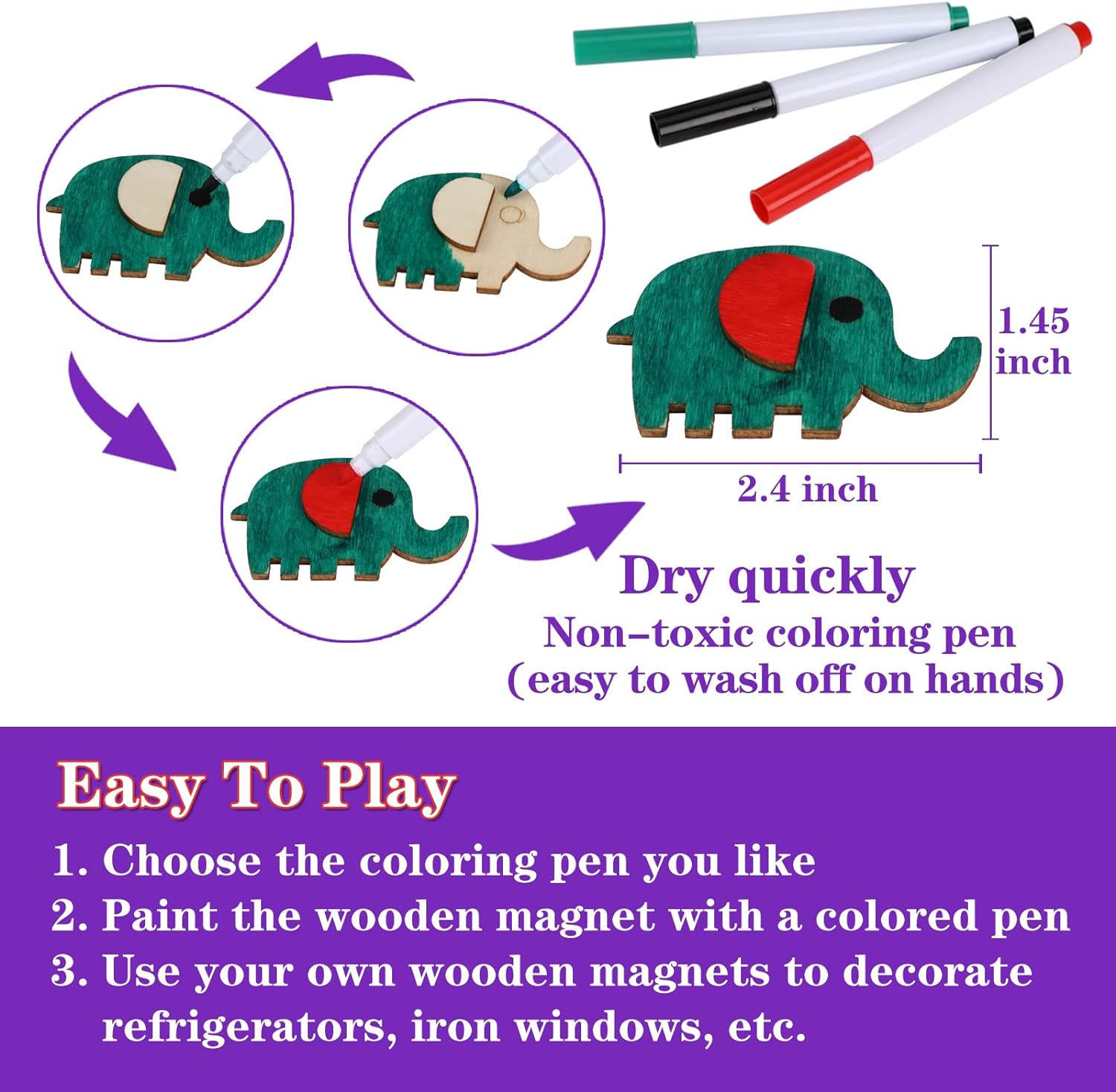 Beautysureup 36-Piece Wooden Magnet Painting Kit photo 5
