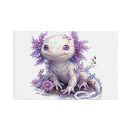 

Table Placemats Set of 6 - Dreamy Bioluminescent Axolotl D 12x18 In Faux Linen Double Heat Resistant Place Mats Cloth Indoor/Outdoor Placemats Washable Table Mats for Dining Kitchen Party