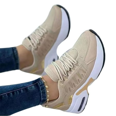 

Womens Slip On Walking Shoes Height Increase Non-slip Rubber Shoes for Race Walking Hiking Foot Wear 39 Champagne