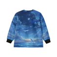 thumbnail image 5 of Xoenoiee Dolphin Moon Cloud Print Girls Casual Long Sleeve T Shirt Crewneck with Side Split Fall Pullover Loose Tunic Sweater Tops, Size 5-6 Years, 5 of 7