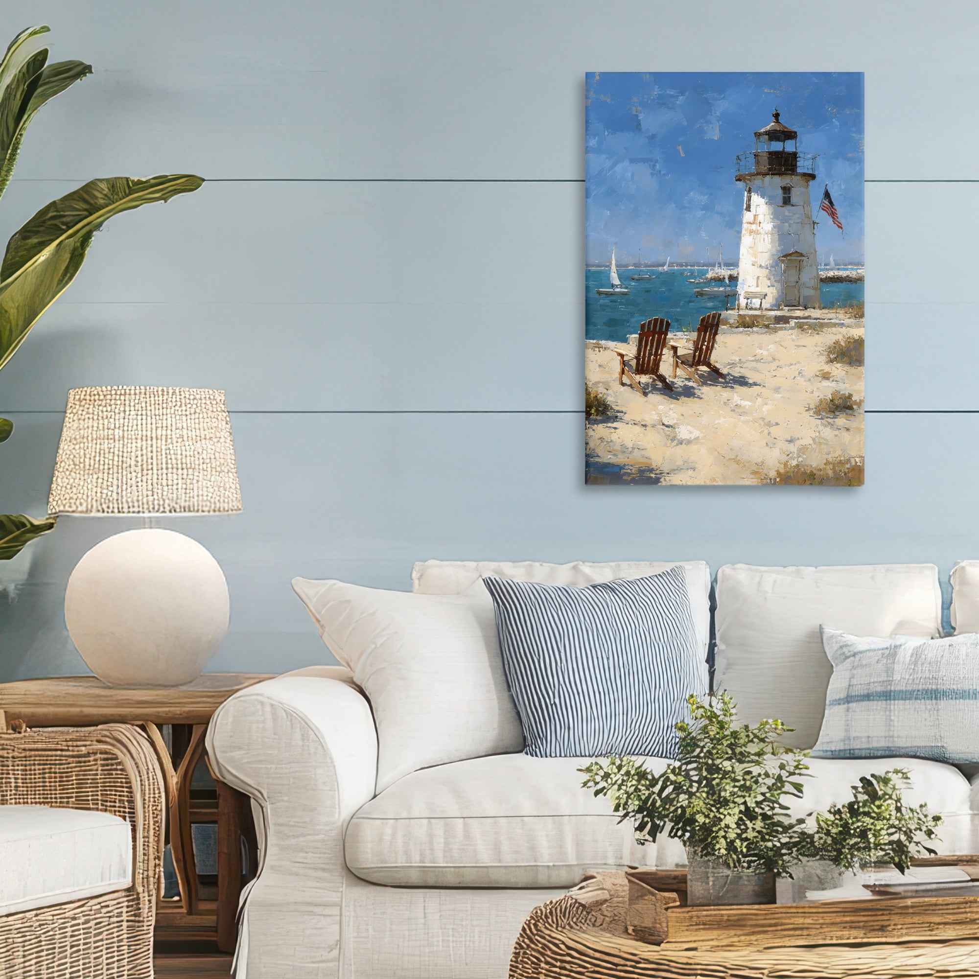 Stupell Industries Summer at Lighthouse Bay Canvas Wall Art, design by Petal Prints Design