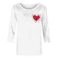 thumbnail image 4 of Penkiiy T-Shirt de la Saint-Valentin pour Femmes Manches 3/4 Col Rond Mignon Cœurs Graphiques T-Shirts Mode Décontractée Blouse 5TG Multicolore, 4 of 5