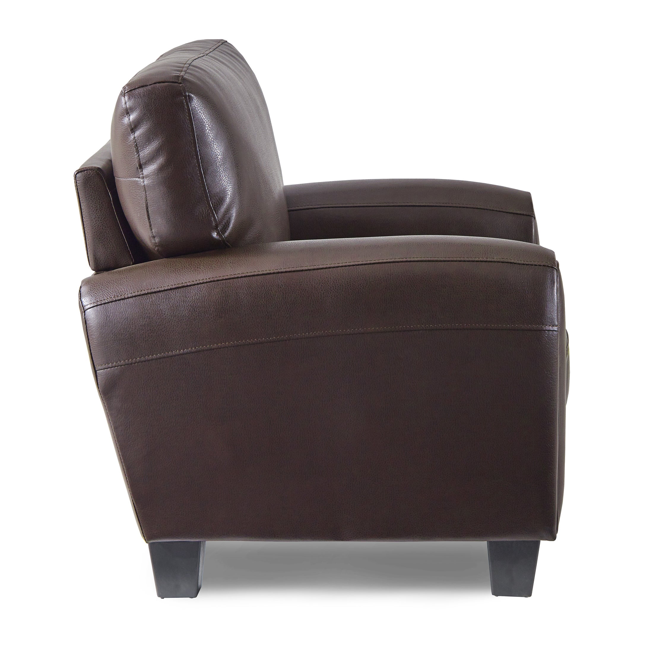OakvillePark Arcadia Faux Leather Upholstered Living Room Chair, Dark Brown