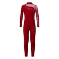 thumbnail image 4 of Doomiva Kids Girls Long Sleeve Full Body Gymnastic Leotard Ballet Dance Bodysuit Unitard Skating Jumpsuit Burgundy 10, 4 of 7