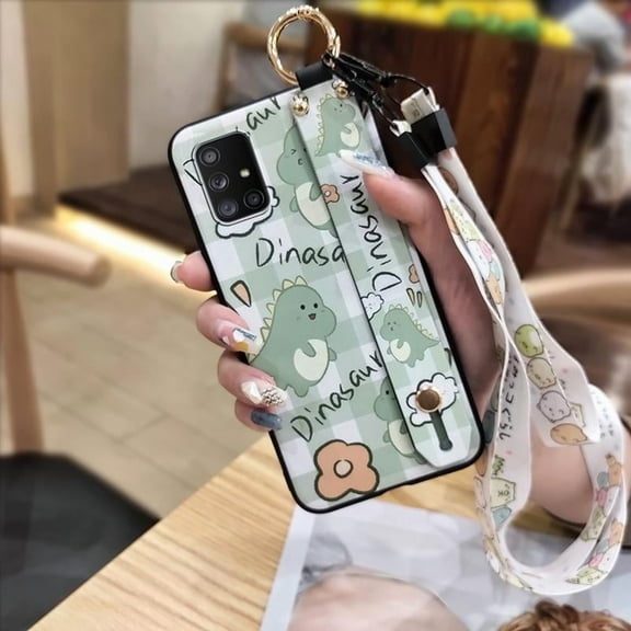 KDY-Phone Case For Samsung Galaxy A71 5G, Anti-knock Soft case Ring Kickstand Cute Durable Waterproof Dirt-resistant Lanyard Silicone Anti-dust Wristband Wrist Strap Cartoon Shockproof
