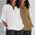 thumbnail image 2 of Timegard 2pc 3/4 Sleeve Tops for Women Plus Size V Neck Side Split Lightweight Fall Travel Loose Tops, 2 of 6