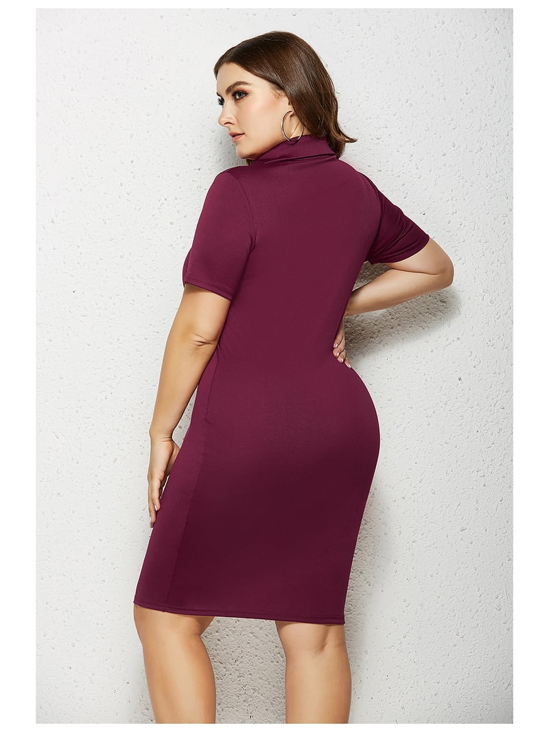 Women's Plus Size Short Sleeves Knee Length Stretchy Casual Summer Polo  Athletic Tennis Dress - Walmart.com