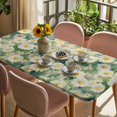 thumbnail image 3 of Spring White Daisy Table Cloths for 5 Foot Rectangle Tables, Flowers Green Leaves Retro Botanical Patio Waterproof Elastic Fitted Tablecloths, Washable Rectangular Table Cover for Camping, 3 of 8