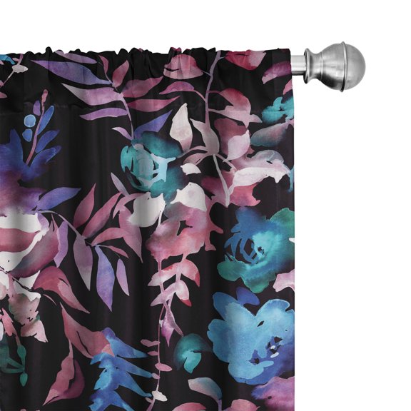 Ambesonne Vintage Curtains, Garden Flowers Floral Art, Pair of 28"x95", Dried Rose and Dark Violet