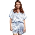 thumbnail image 3 of Belles Design Womens Tie Dye Short Sleeve Satin Silk Pajama Set Button Down 2 pieces Loungewear Sleepwear, 3 of 10