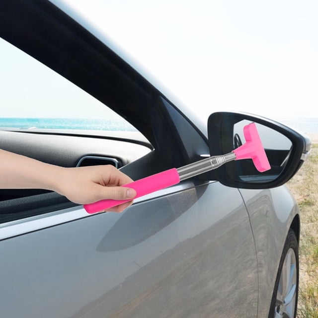 Houderco Limpiador De Parabrisas Para Auto Color Rosa Con Mango Telescópico Y Eliminación Rápida De Agua