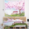 DESIGN ART Designart 'Bench under Flowering Peach Tree' Floral Wall