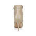thumbnail image 2 of BLISSFUL STEP Women's Stiletto Heels Pointed Toe Side Zip Ankle Boots Beige 5.5, 2 of 7
