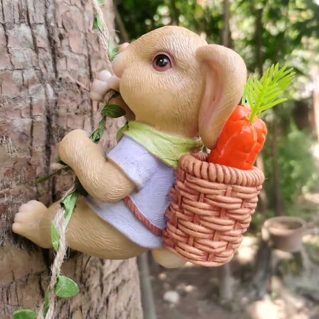 Danhjin Rabbit Decorative Hangings Little Climbing Rope Resin Crafts Garden Garden Tree Hangers Decoration Decoration Decoration Balcony Gardening Cute