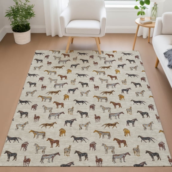 Addison Rugs Chantille Indoor/Outdoor Transitional Animal Beige Machine Washable Rectangle Rug, 10' x 14'