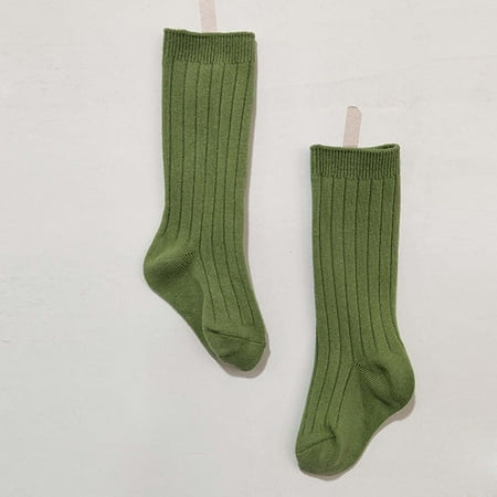 

kpoplk Baby Winter Socks Baby Infants Toddlers Girls MIddle Socks 1 Pack Bow Ribbed Long Stockings Ruffled Socks School(Green)