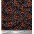 thumbnail image 1 of Soimoi Tissu Georgette Viscose Noir Motif Ethnique Roue Tissu au Mètre 42 Pouces de Large, 1 of 3