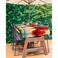 thumbnail image 3 of Outdoor Tablecloth with Umbrella Hole & Zipper, Autumn Leaves Rectangle Tablecloth 60x102 Inch, Orange Sunrise Ombre Lake Reflection Patio Table Cover Waterproof Table Cloth for Picnic/Party, 3 of 7